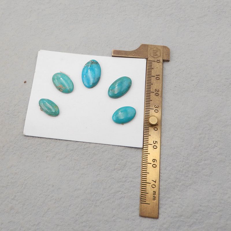 5 pcs Natural Turquoise Cabochons 18*11*3mm, 14*8*3mm, 5g