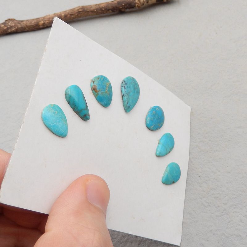 7 pcs Natural Turquoise Cabochons 18*12*3mm, 14*9*3mm 6g