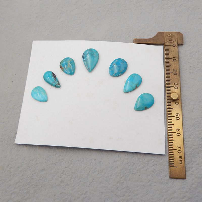 7 pcs Natural Turquoise Cabochons 18*12*3mm, 14*9*3mm 6g