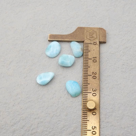 5 PCS Natural Larimar Cabochons 12x8x3mm, 10x7x3mm, 12.4g