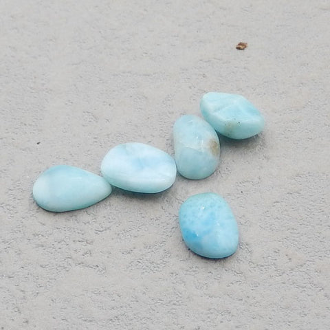 5 PCS Natural Larimar Cabochons 12x8x3mm, 10x7x3mm, 12.4g