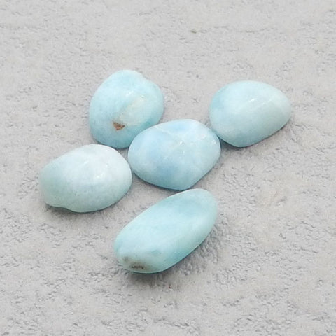 5 PCS Natural Larimar Cabochons 12x8x3mm, 10x7x3mm, 12.4g