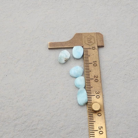 5 PCS Natural Larimar Cabochons 12x8x3mm, 10x7x3mm, 12.4g