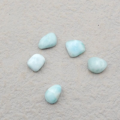 5 PCS Natural Larimar Cabochons 12x8x3mm, 10x7x3mm, 12.4g