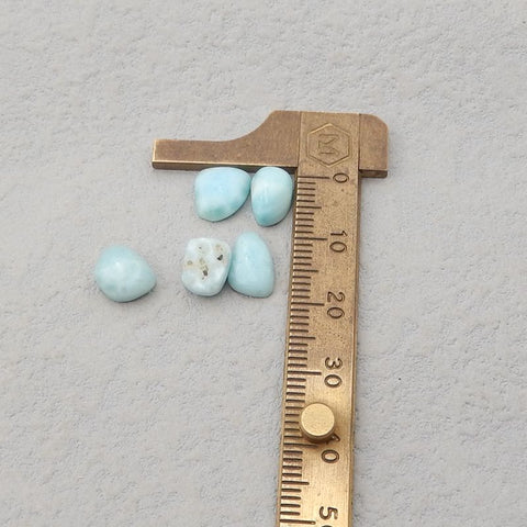 5 PCS Natural Larimar Cabochons 12x8x3mm, 10x7x3mm, 12.4g