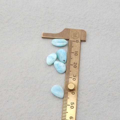5 PCS Natural Larimar Cabochons 12x8x3mm, 10x7x3mm, 12.4g