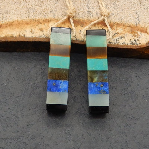 Intarsia of Natural Crystals Earring Beads 30*7*7mm, 8.1g