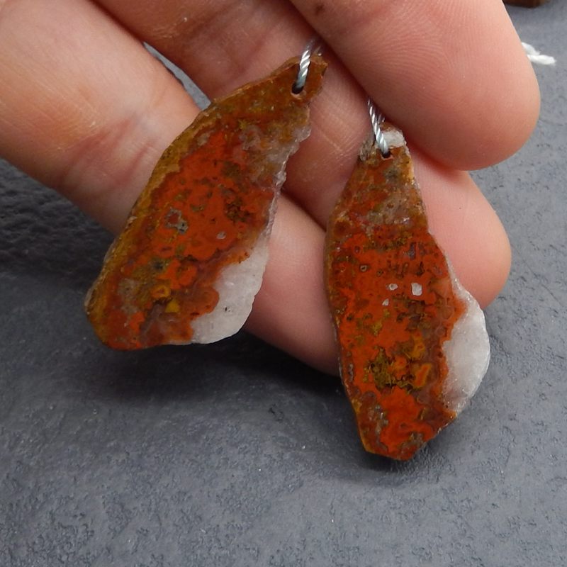 Natural Warring States Red Agate Earring Beads 38*16*3mm, 6.6g