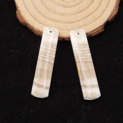 Natural Wood Fossil Earring Beads 40*10*4mm, 5.5g