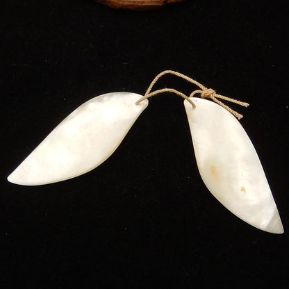 Natural Shell Carved leaf Earring Beads 49*19*4mm, 9.0g