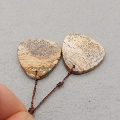 1 paire de boucles d'oreilles en pierres précieuses de jaspe en forme de triangle naturel, 24 x 23 x 3 mm, 7,3 g