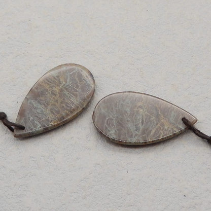 Paire de boucles d'oreilles percées en opale verte naturelle, 43x11x4 mm, 6,1 g
