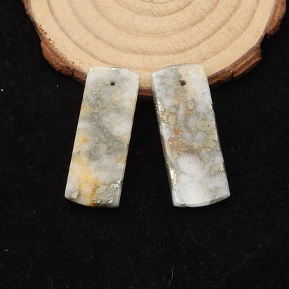 天然 Drusy 白色石英与黄铁矿侯爵夫人耳环一对，用于制作耳环的石头，33x13x3mm，8.3g