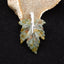 Natural Ocean Jasper Carved Leaf Pendant with 925 Sterling Silver 46*30*8mm, 8.8g