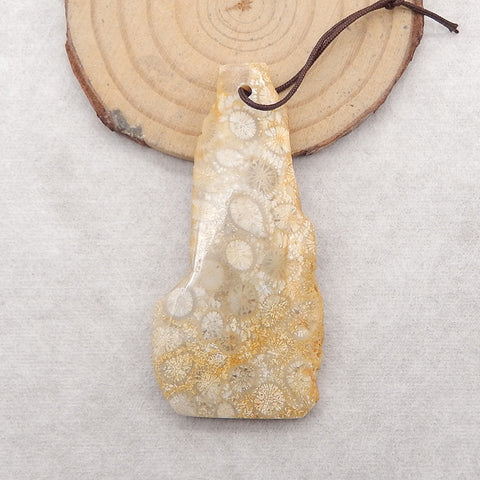 Nugget (Rough Sides) Natural Indonesian Fossil Coral Gemstone Pendant Bead,62x30x7mm, 17g