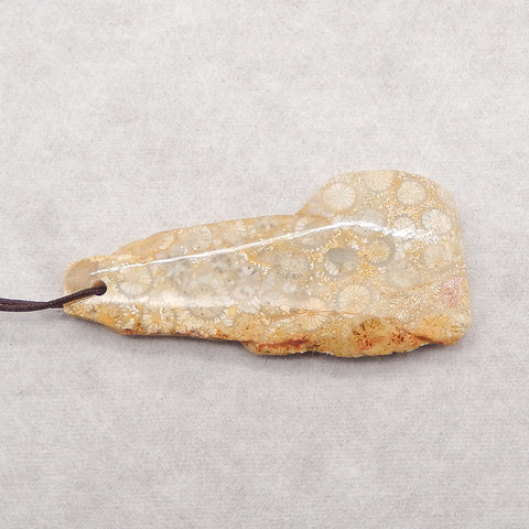 Nugget (Rough Sides) Natural Indonesian Fossil Coral Gemstone Pendant Bead,62x30x7mm, 17g