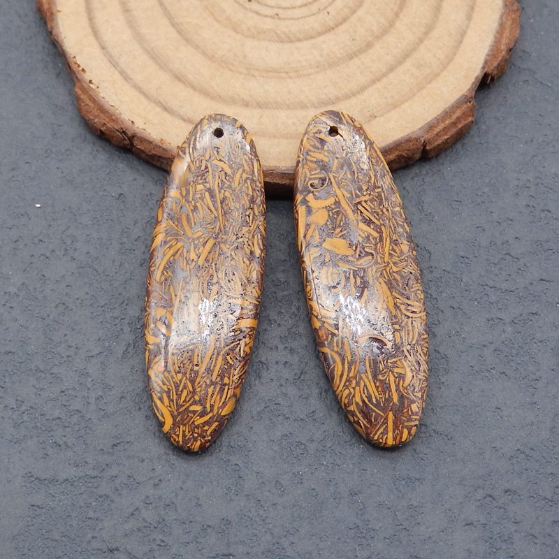 Natural Coquina Jasper(Miriam/Calligraphy Stone) Earring Beads 41x13x5mm, 9.5g