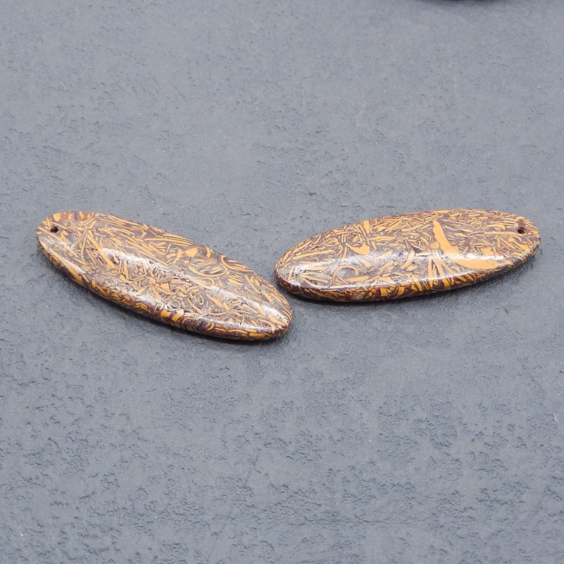 Natural Coquina Jasper(Miriam/Calligraphy Stone) Earring Beads 41x13x5mm, 9.5g