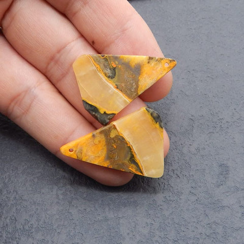 Natural Bumblebee Jasper Earring Beads 34*23*3mm, 7.6g