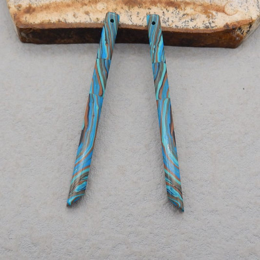 Rainbow Jasper long Earring Beads 56*4*4mm, 4.1g