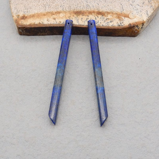 Natural Lapis Lazuli long Earring Beads 56*4*4mm, 5.8g
