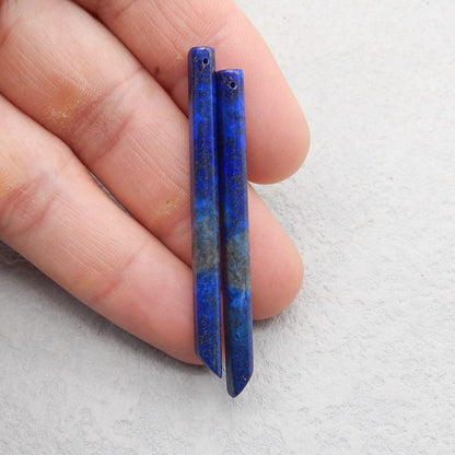 Natural Lapis Lazuli long Earring Beads 56*4*4mm, 5.8g