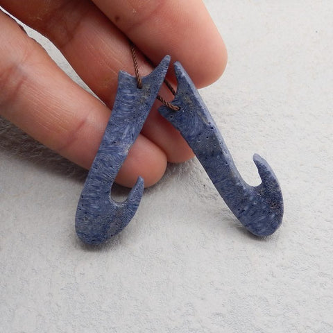 Natural Blue Coral Earring Beads 48*14*5mm, 7.4g