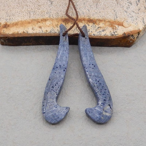 Natural Blue Coral Earring Beads 48*14*5mm, 7.4g