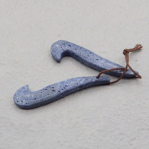 Natural Blue Coral Earring Beads 48*14*5mm, 7.4g