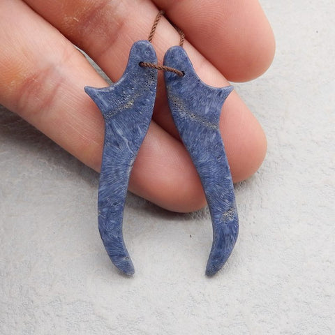 Natural Blue Coral Earring Beads 48*14*5mm, 7.4g