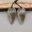 Natural Labradorite Carved leaf Earring Beads 26x12x4mm, 3.8g
