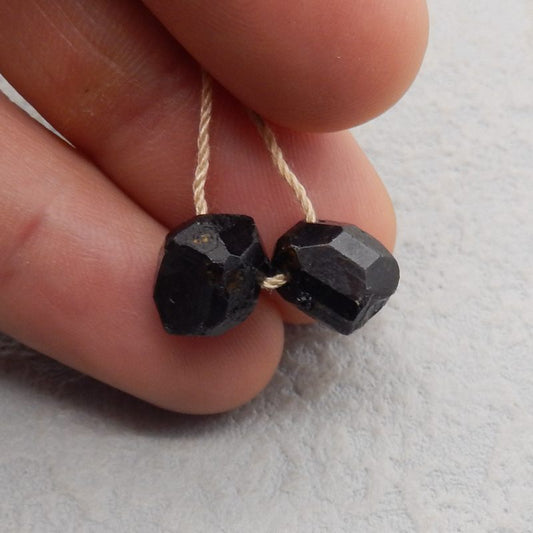 Natural Black Tourmaline Earring Beads 11*9*8mm, 3.0g