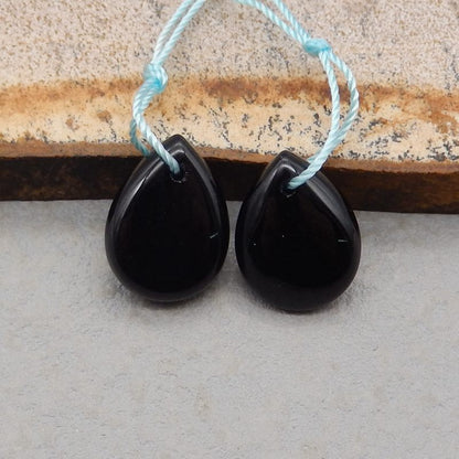 Natural Obsidian Earring Beads 19X12X4mm, 2.9g