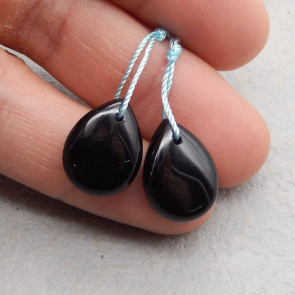 Natural Obsidian Earring Beads 19X12X4mm, 2.9g
