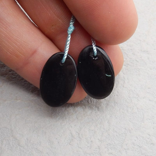 Natural Obsidian Earring Beads 19*12*3mm, 2.8g