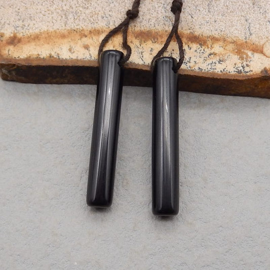 Natural Obsidian Earring Beads 28*4*4mm, 2.3g