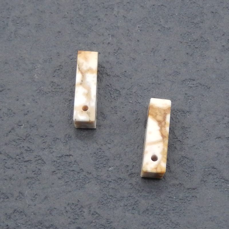 Boucles d'oreilles Howlite Rectangle Stone Pair, pierre pour la fabrication de boucles d'oreilles, 14x4x4mm, 1.7g