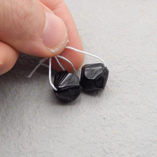 Natural Obsidian Earring Beads 15*14*14mm, 5.4g
