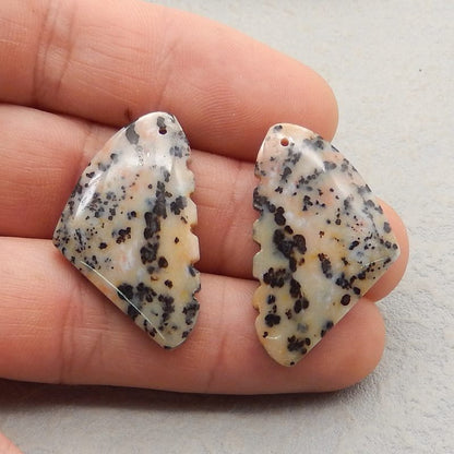 Natural Leopard Skin Jasper Earring Beads 34*21*5mm, 9.4g