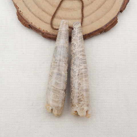 Natural Indonesian Coral Earring Beads 45x9x9mm, 8.3g