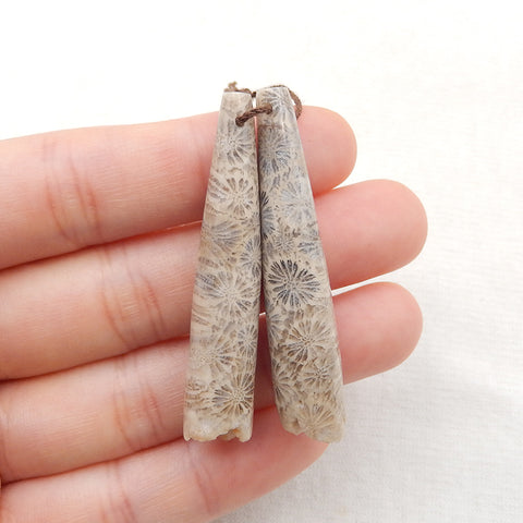 Natural Indonesian Coral Earring Beads 45x9x9mm, 8.3g