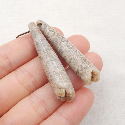 Natural Indonesian Coral Earring Beads 45x9x9mm, 8.3g