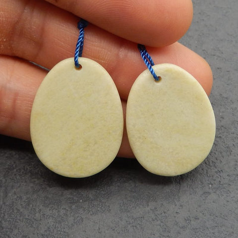 Natural Serpentine Earring Beads 26x18x2.5mm, 4.4g