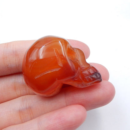 Pendentif crâne sculpté en agate rouge naturelle, 34x19x24mm, 22.9g