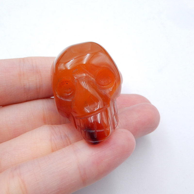 Natural Red agate Carved skull Cabochon 34x19x24mm, 22.9g