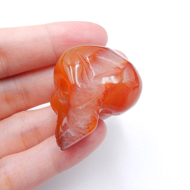 Natural Red agate Carved skull Cabochon 34x19x24mm, 22.9g