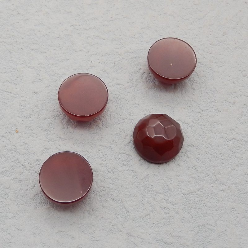 4 pcs Natural Red Agate faced Cabochons 16*16*9mm, 3.5g