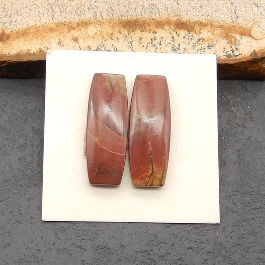 Natural Red Creek Jasper Cabochons Paired 25*9*4mm, 4.1g
