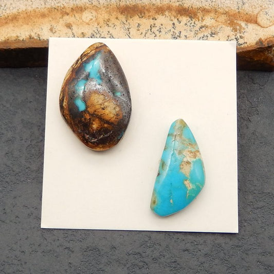 Natural Turquoise Cabochons Paired 22*15*6mm, 20*10*4mm, 3.9g