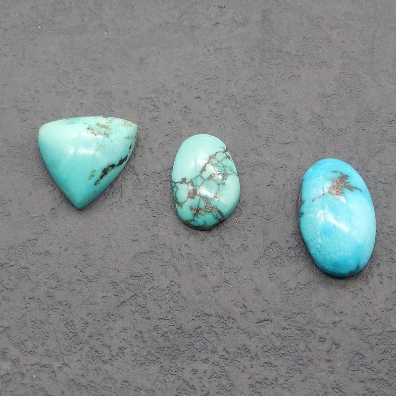 3 pcs Natural Turquoise Cabochons 22*14*7mm, 19*12*4mm, 8.3g - Gomggsale